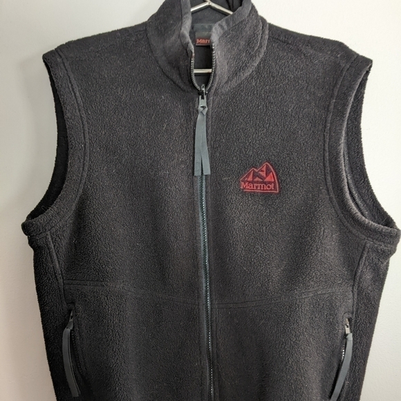 Black Marmot Zipper Fleece Vest Medium - Picture 1 of 4